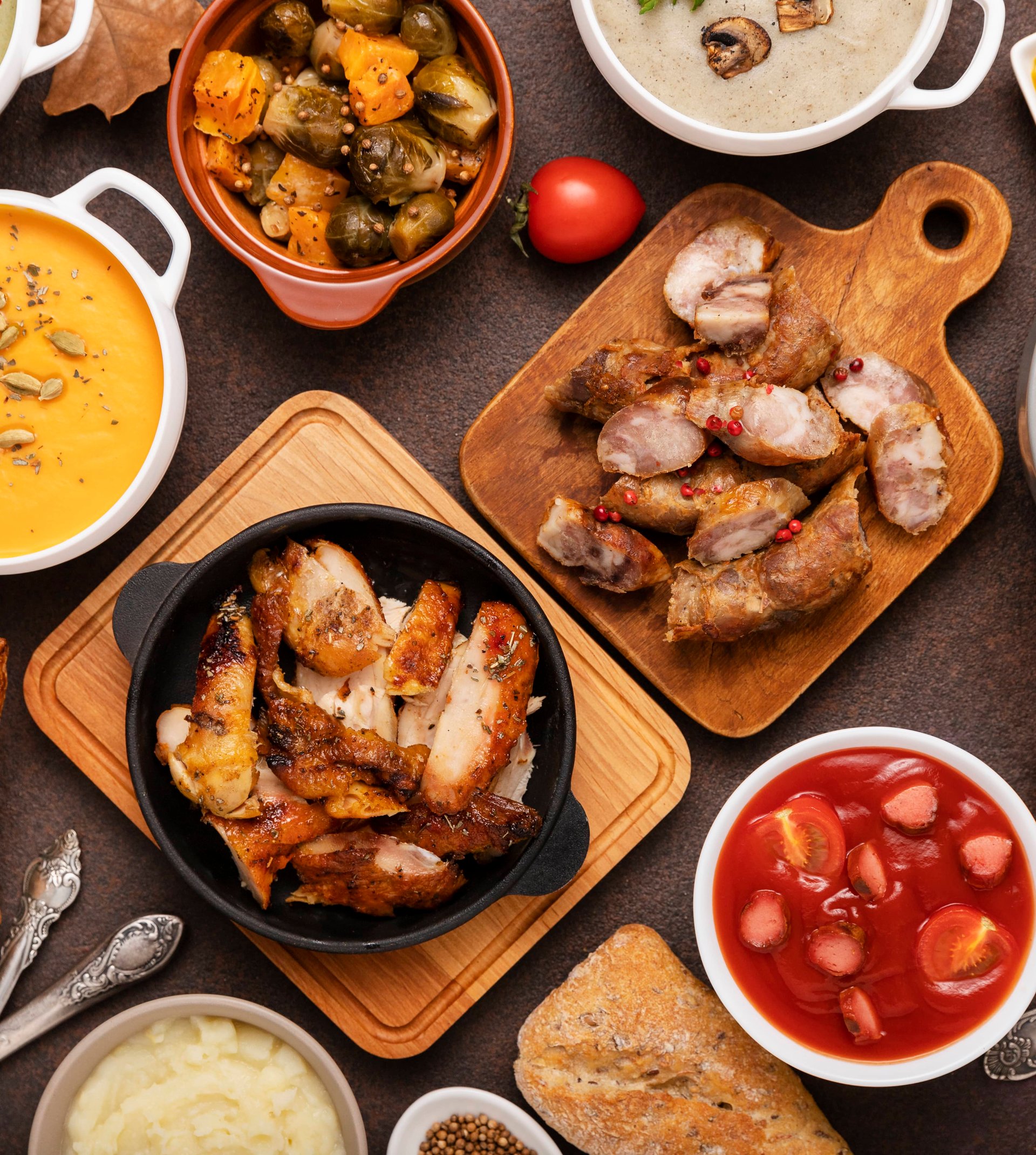 table full of delicious food